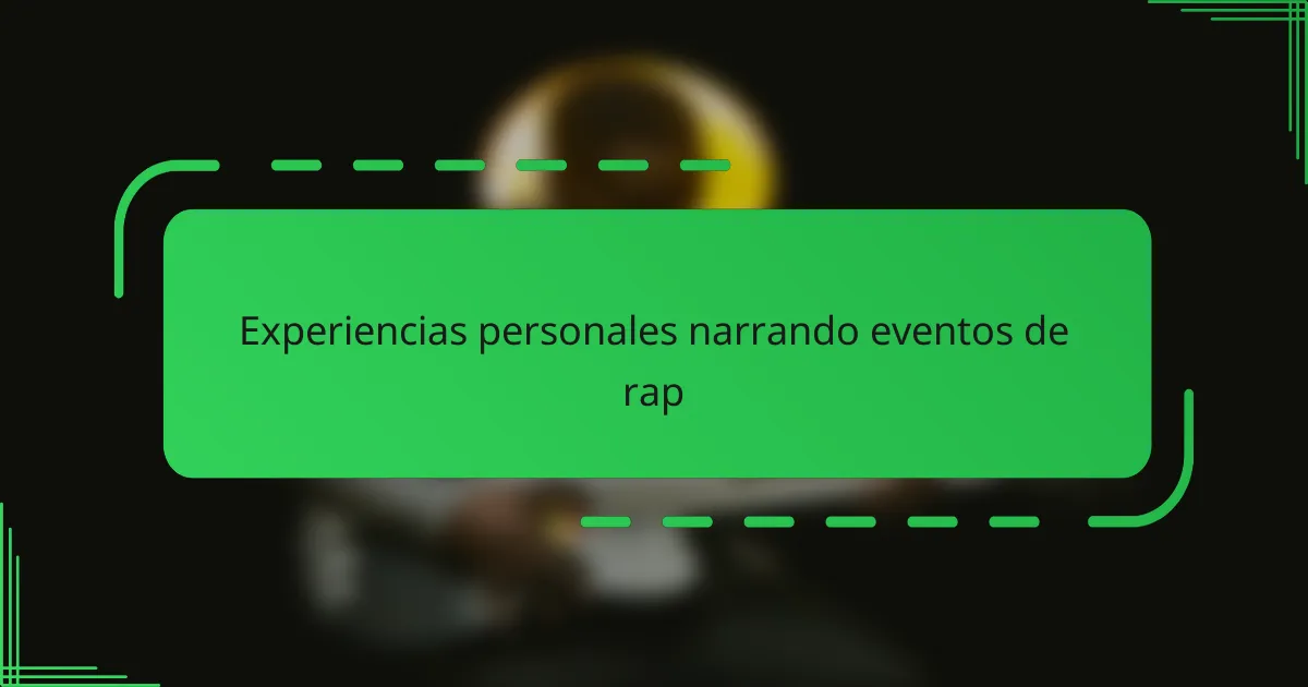 Experiencias personales narrando eventos de rap